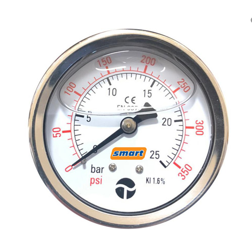 Μανόμετρο Νερού Ψεκαστικού Γλυκερίνης Πίσω Βάση Φ63 - Πάσο 1/4" - Πίεση 0-25 bar